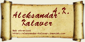 Aleksandar Kalaver vizit kartica